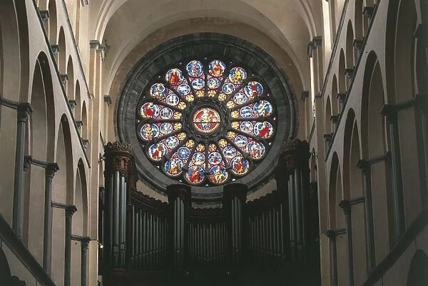 Belgium, Hainaut, Tournai, Tournai Cathedral (Cathedral of Notre Dame), rose window