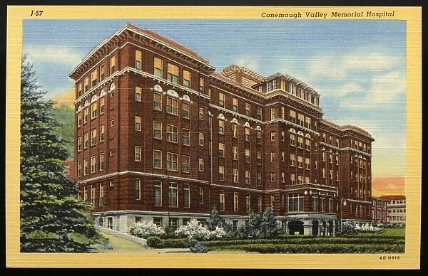 Conemaugh Valley Memorial Hospital. ca. 1944, Johnstown, Pennsylvania, USA, J-57. Conemaugh Valley Memorial Hospital. CONEMAUGH VALLEY MEMORIAL HOSPITAL IN JOHNSTOWN, PA