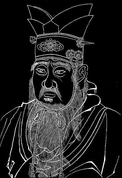 Confucius (551-479 BC) Chinese philosopher. From rubbing of a marble slab in Confucian temple