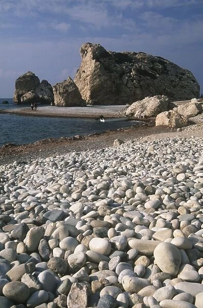 Cyprus, Paphos District, Petra Tou Romiou (Rock of Greek or Aphrodites Rock), birthplace of Aphrodite, rocky beach