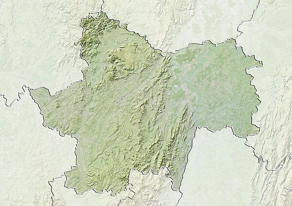 Departement of Saone-et-Loire, France, Relief Map