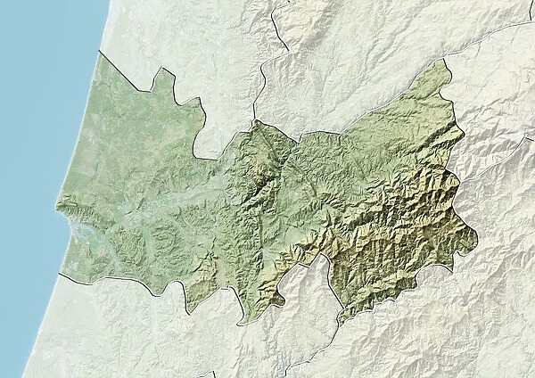 District of Coimbra, Portugal, Relief Map