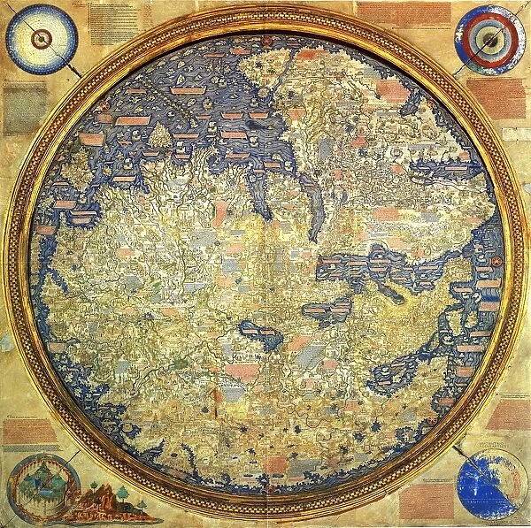 Fra Mauro map (1460). The Fra Mauro Map orientation (South at the top).is considered
