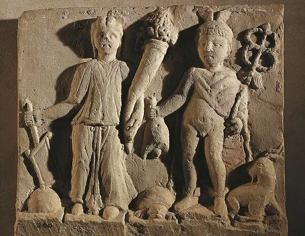 France, Glanum, Relief depicting Mercury and Fortuna from Cybele and Attis House