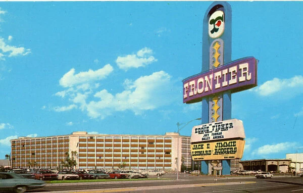 Frontier closed Las Vegas Hotel Casino postcard UNUSED mirro krome Fabian gone O 