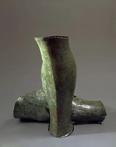 Funerary objects, bronze greaves from tomb of warrior at Sesto Calende, province of Varese, Italy