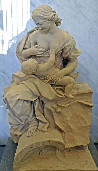 Giuseppe Mazzuoli, Volterra, 1644 - Rome, 1725. Charity Terracotta sculpture