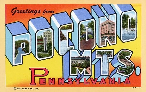 Greeting Card from the Pocono Mountains. ca. 1952, Pennsylvania, USA, Greeting Card from the Pocono Mountains