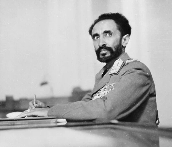 Haile Selassie (1892-1975), Emperor of Ethiopia, in his study at the palace, Addis Ababa, Ethiopia