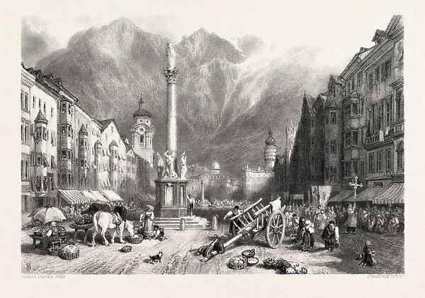 Innsbruck, Tyrol, Austria, 19th century engraving