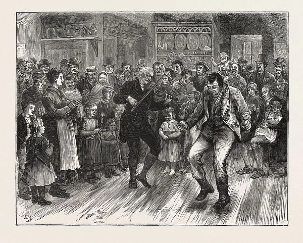 AN IRISH DANCING MASTER IN AMERICA, ENGRAVING 1876, US, USA, America, United States