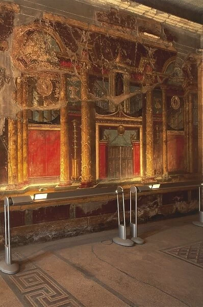 Italy, Campania, Torre Annunziata, Triclinium with frescoes