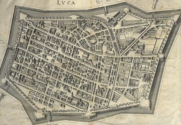 Italy, Tuscany, Lucca, map of Lucca, cartography