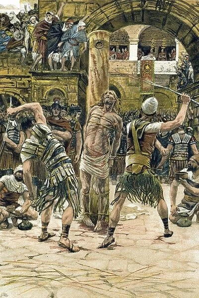 Jesus scourged on the face. John: 9. Illustration by J. J. Tissot for his Life of Our