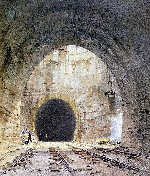 London, Ventilation shaft on Kilsby Tunnel. Engineer Robert Stephenson. From J Bourne
