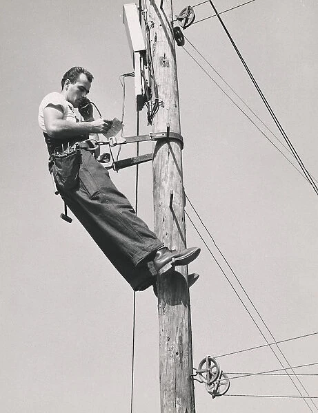 Maintenance on telephone pole