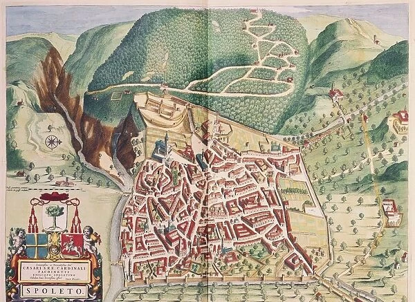 Map of Spoleto from Theatrum civitatum et admirandorum Italiae, by Joan Blaeu, engraving