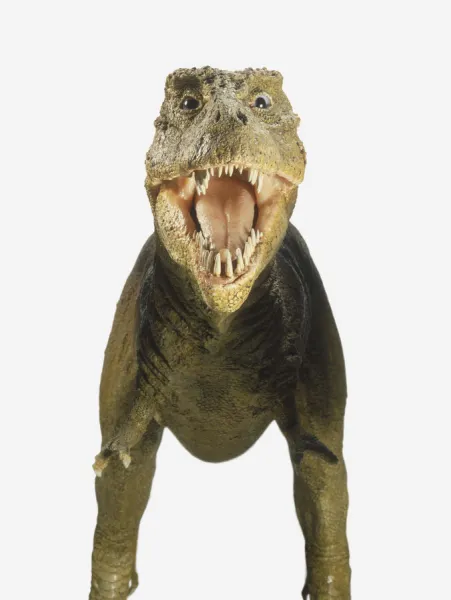 A fake t - rex with its mouth open next to a tree. Rex dino t rex. - PICRYL  - Public Domain Media Search Engine Public Domain Search