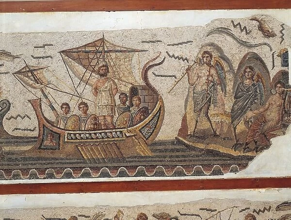 Mosaic depicting Ulysses and the Sirens island from Thugga, Dougga, Tunisia