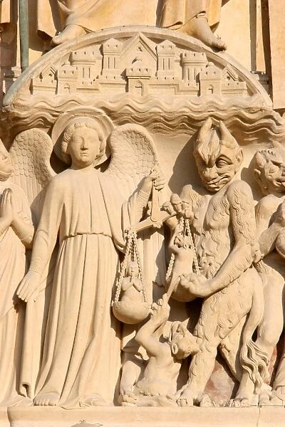 Notre Dame of Paris cathedral sculpture: the last judgment