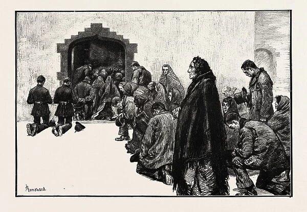 Outside the Chapel, Woodford Boycotted Police Ireland, 1888 Engraving