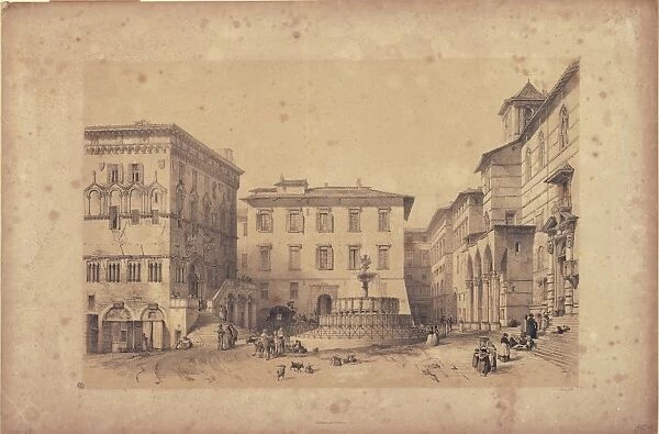 Perugia, November IV Piazza with Major Fountain, from Georg Belton Moore fund, London, Circa 1830, lithograph