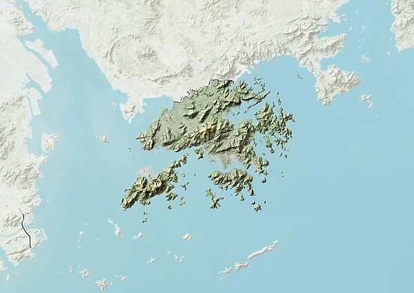 Region of Hong Kong, China, Relief Map