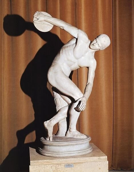 Roman copy of the Greek statue of the Discobolus (discus thrower) of Myron, Roman civilization