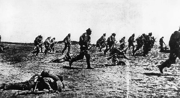Russian soldiers on the offensive on the south western front, world war one