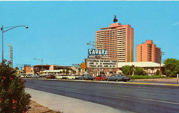 Hotel Sahara c1960s Las Vegas Vintage Travel Poster Wall Art