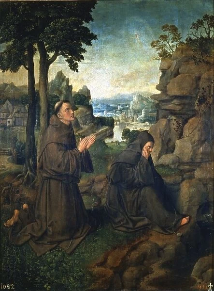 St Francis of Assisi and another Franciscan monk in the desert. Joachim D Patinir (c1490-c1524)