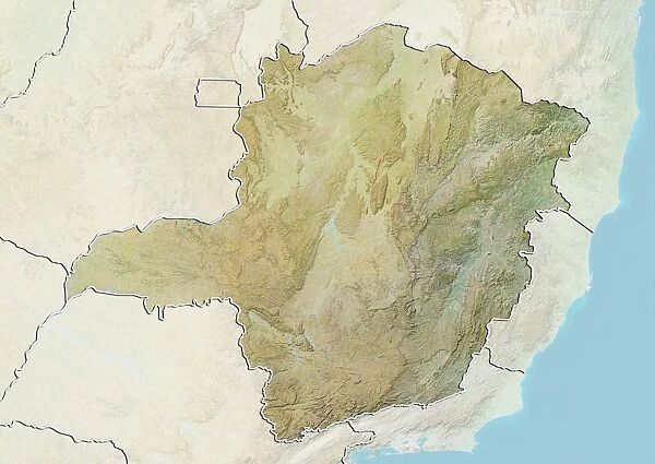 State of Minas Gerais, Brazil, Relief Map
