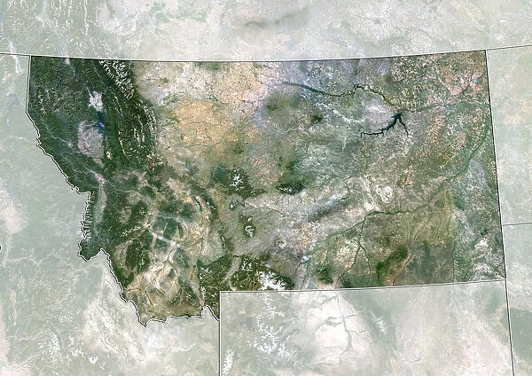 State of Montana, United States, True Colour Satellite Image