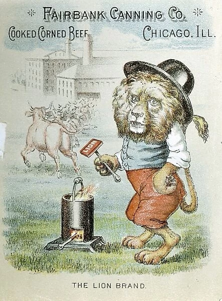 Trade card for the Fairbank Canning Company, Chicago, Illinois, c1890. Lion Brand corned beef