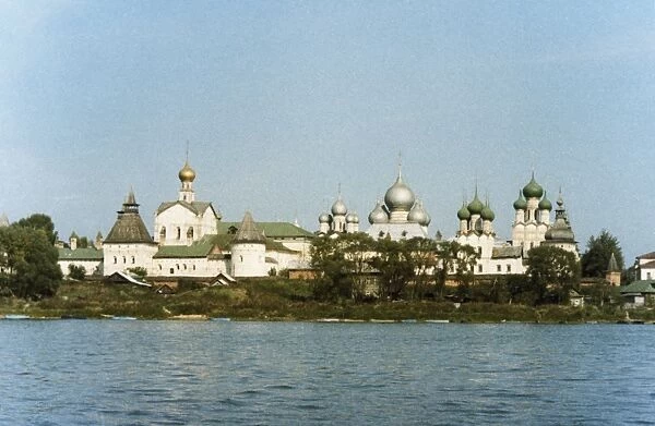 A view of the rostov kremlin on nero lake in rostov the great in the yaroslavl region of russia