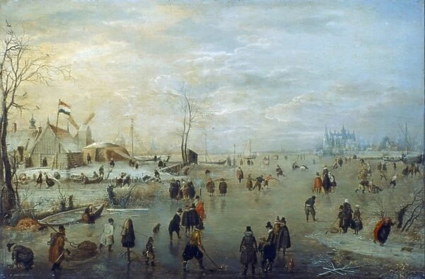 Winter landscape. Recreation on the ice. Hendrik Avercamp (1585-1634) Dutch artist