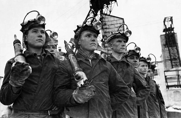 Young miners of the kuznetsk coal mining district, ussr, 1947