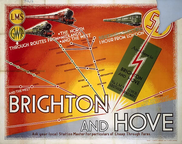 Brighton and Hove, LMS  /  GWR  /  SR poster, 1935