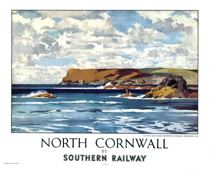 Framed Print : Norman Wilkinson's Print of North Cornwall by Southern Railway, 1947 Framed Print : Norman Wilkinson's Print of North Cornwall by Southern Railway, 1947