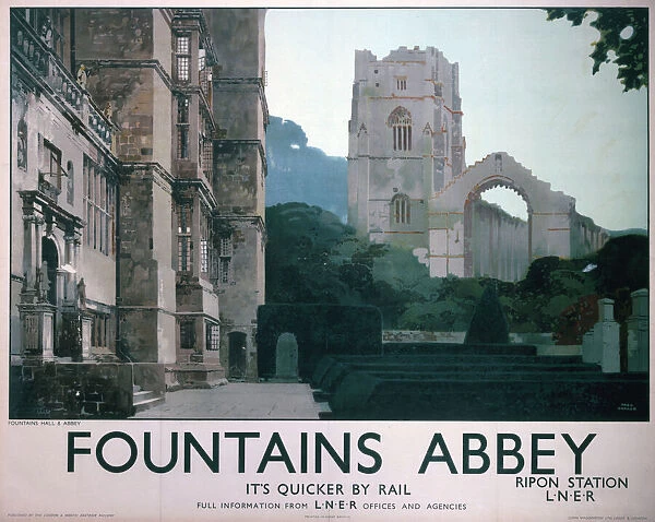 Fountains Abbey, LNER poster, 1927