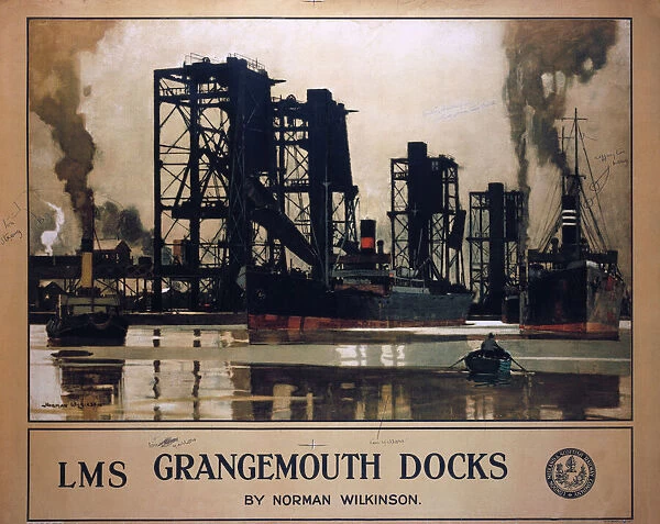Grangemouth Docks, LMS poster, 1923-1947