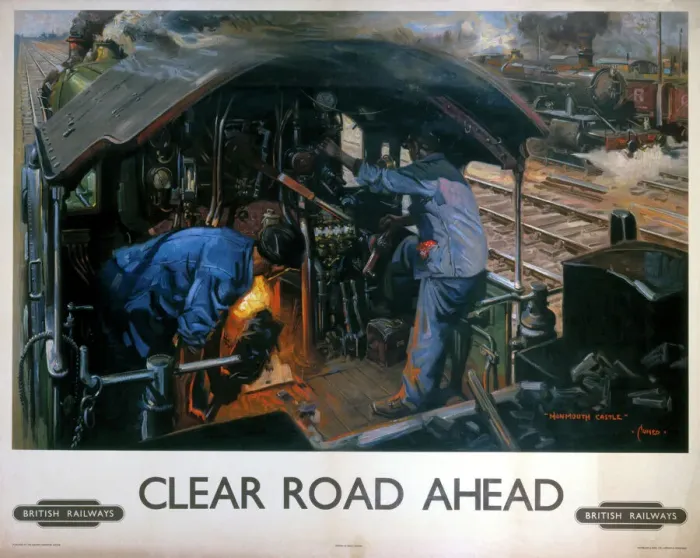 Framed Print : Clear Road Ahead Print, 1950s Railway Poster Framed Print : Clear Road Ahead Print, 1950s Railway Poster
