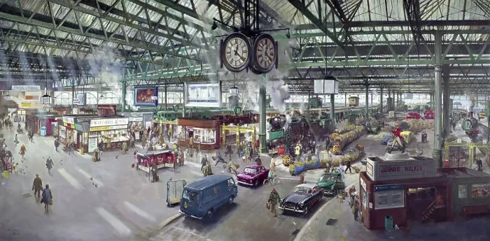 Framed Print : Waterloo Station Print, 1967 Oil Painting Framed Print : Waterloo Station Print, 1967 Oil Painting