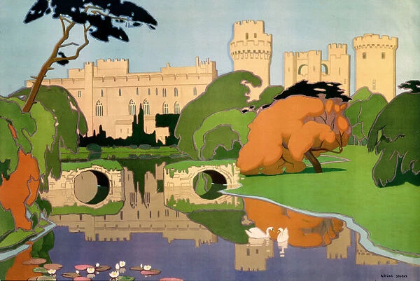 Warwick Castle, LMS poster (detail), 1924