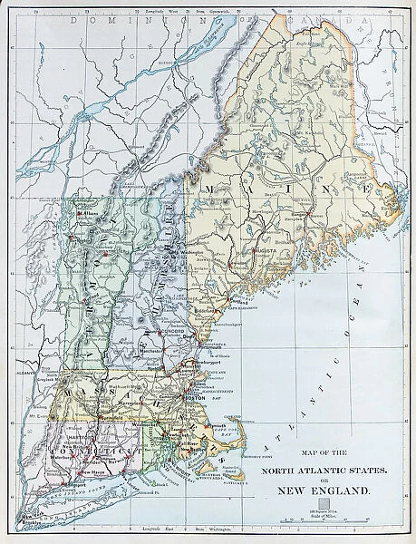 Antique map: USA - North Atlantic States - New England