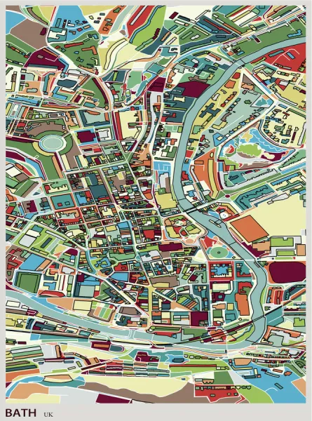 Bath city of England art map