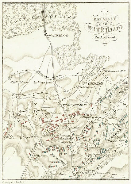 Battle Of Waterloo. A plan of the Battle of Waterloo in present-day Belgium