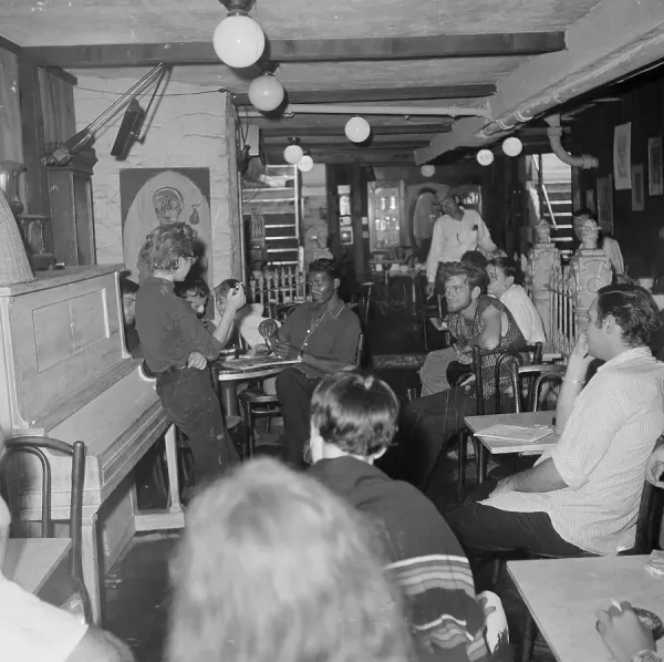 Beatnik Coffee Shop Scene Print: New York City, Art Prints