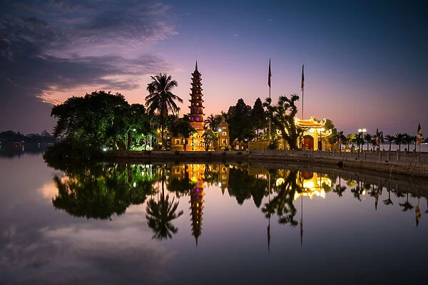 Beauty Landscape of Tran Quoc Pagoda in sunset, Hanoi