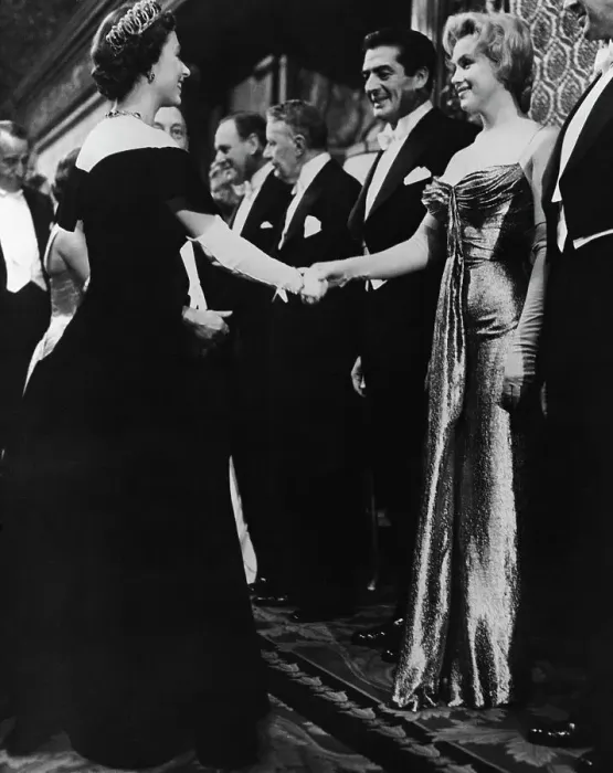 Framed Print : Marilyn Monroe Meets Queen Elizabeth II Print